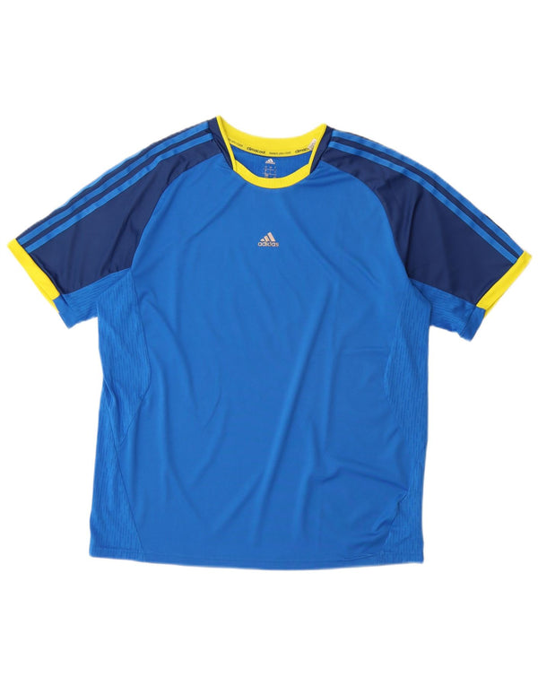ADIDAS Camiseta Climacool para hombre Top grande azul color block poliéster