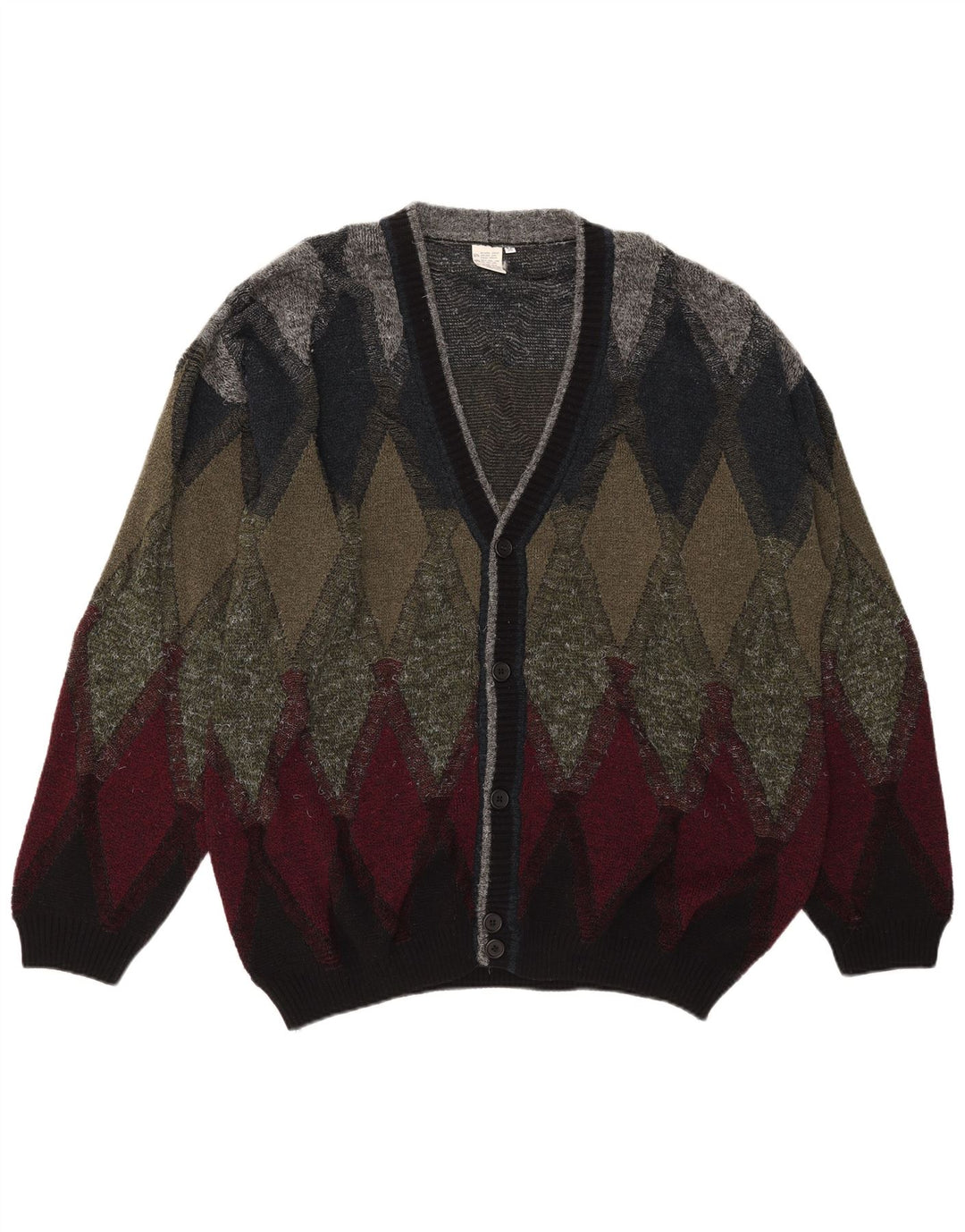 Vintage hombres Cardigan suéter IT 50 medio multicolor Argyle/Diamante