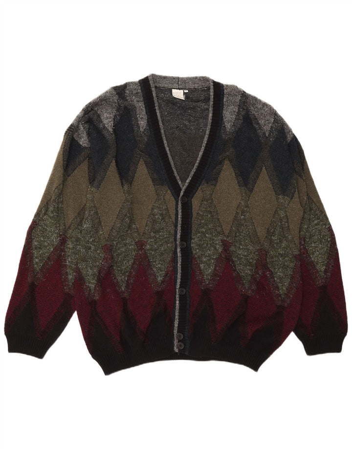 Vintage hombres Cardigan suéter IT 50 medio multicolor Argyle/Diamante