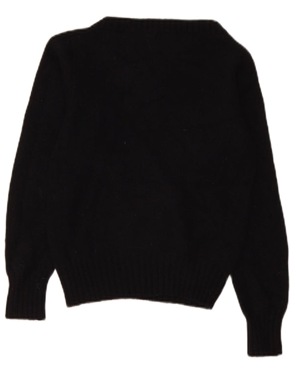 Benetton Jersey Corto Con Cuello Barco Para Mujer UK 40 Small Negro