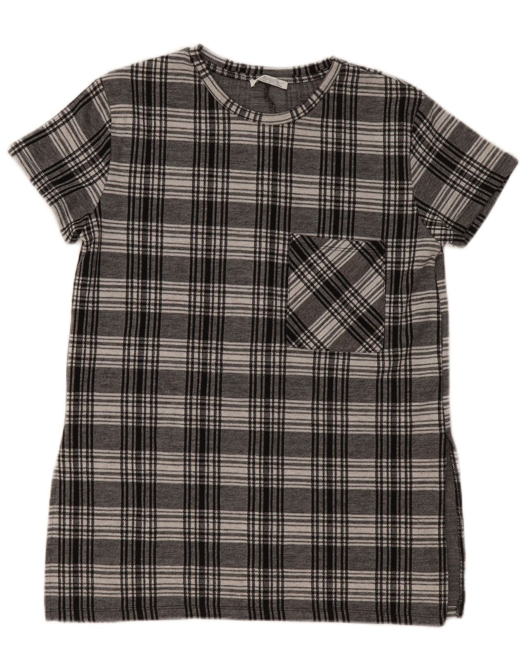 ZARA Mujer Trafaluc Túnica Top UK 10 Small Grey Check