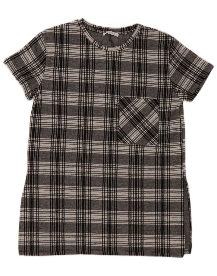 ZARA Mujer Trafaluc Túnica Top UK 10 Small Grey Check