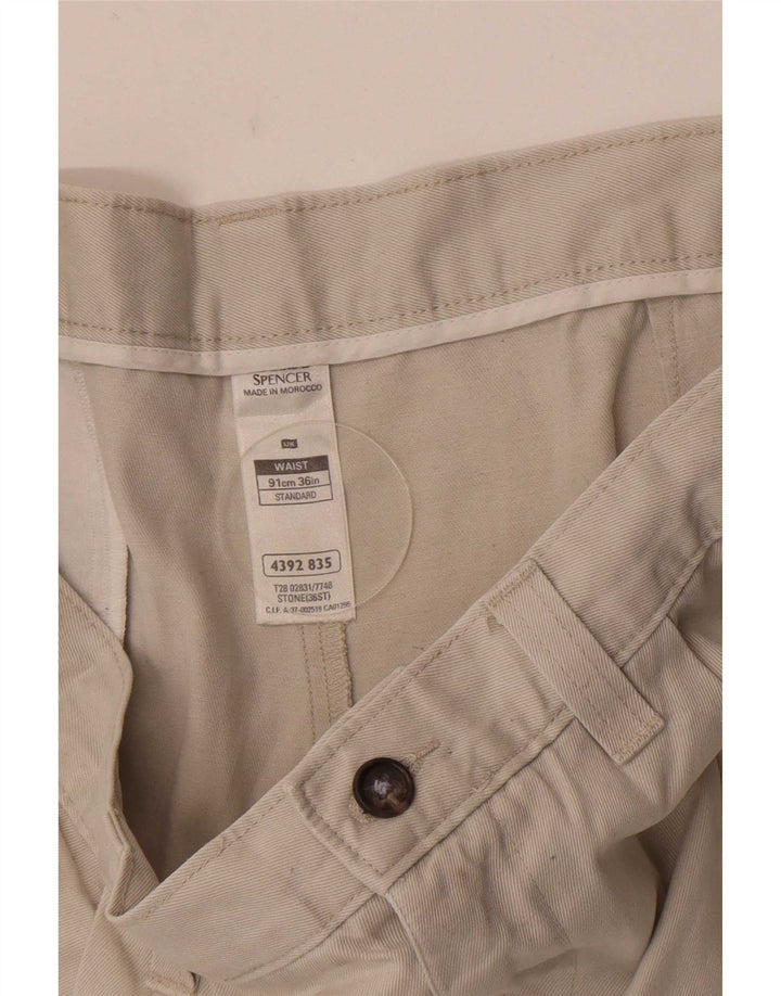 Marks & Spencer Pantalones cortos chinos pegados para hombre W36 Grande Algodón blanco roto