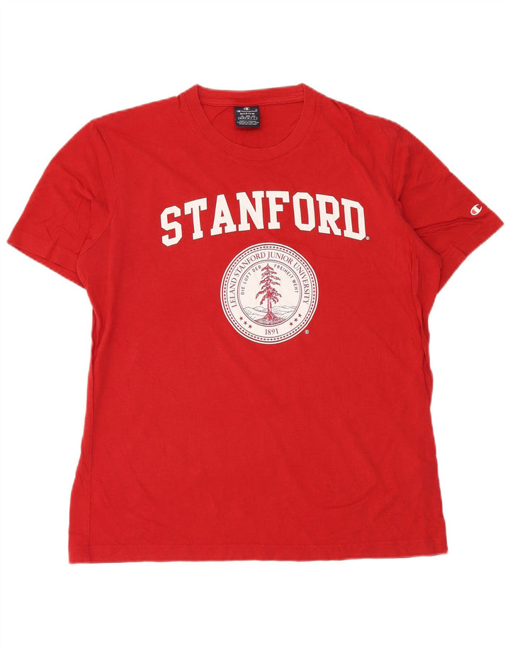 Champion Camiseta estampada Stanford para hombre Top mediano de algodón rojo