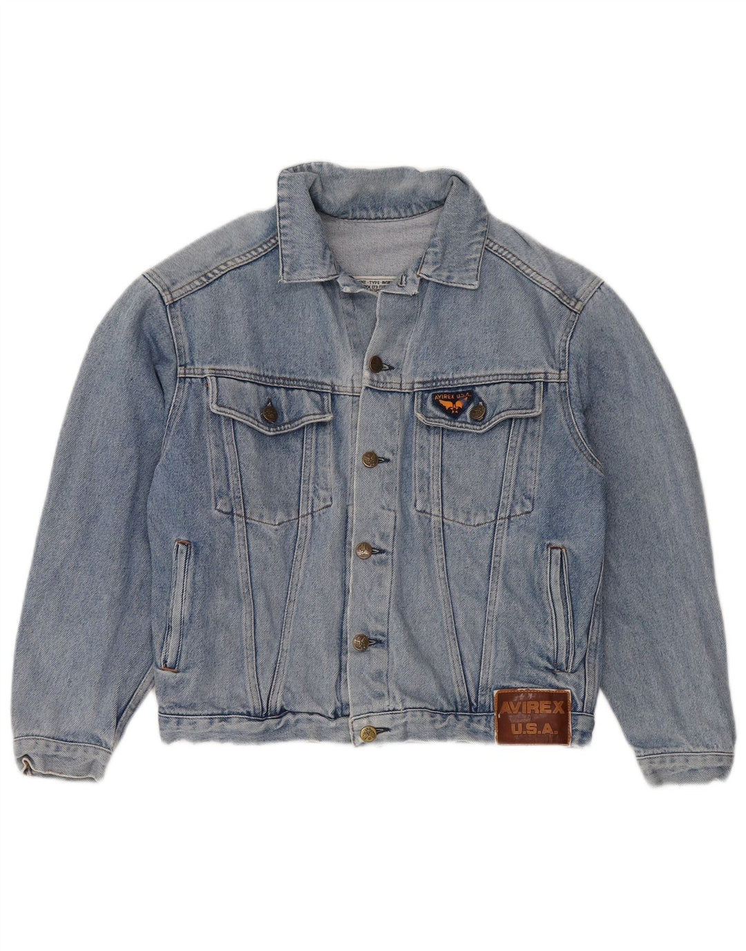 AVIREX Boys Denim Jacket 13-14 Years Blue Cotton