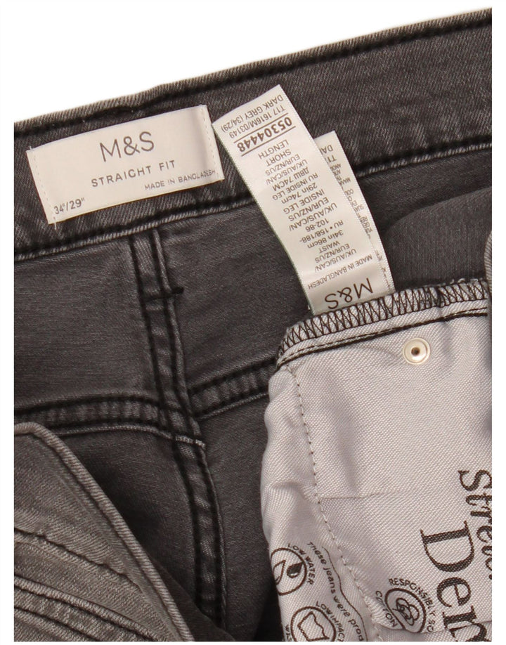 MARKS & SPENCER Vaqueros rectos para hombre W34 L29 Algodón gris