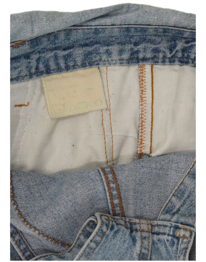 Vintage mujer gráfico Dungarees Jeans rectos EU 38 Algodón azul medio