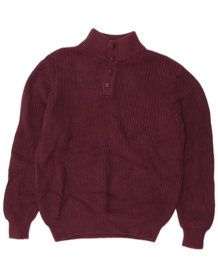 L.L.Bean Suéter tipo jersey con cuello y botones para hombre Algodón burdeos medio