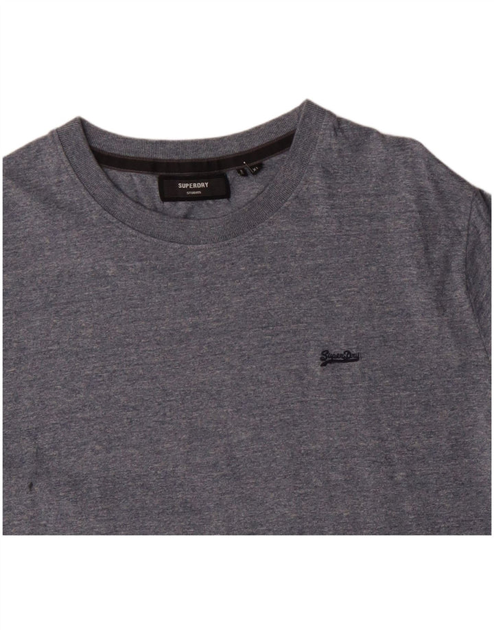 SUPERDRY Hombre Camiseta Top XL Algodón Moteado Azul