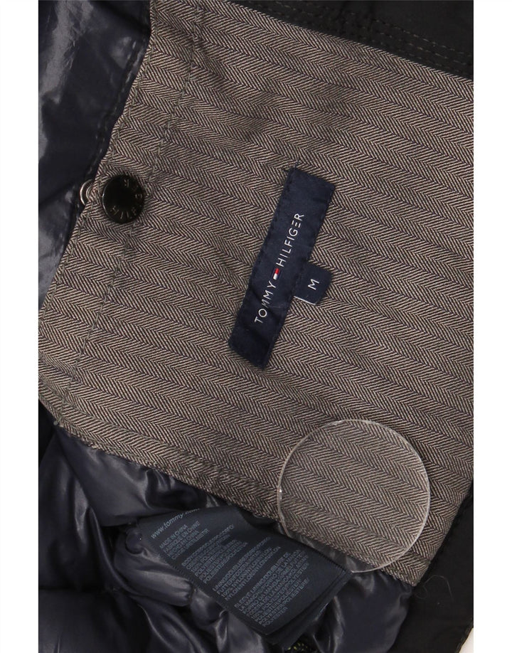 Tommy Hilfiger Abrigo acolchado con capucha para hombre UK 38 Mediano Negro Poliéster