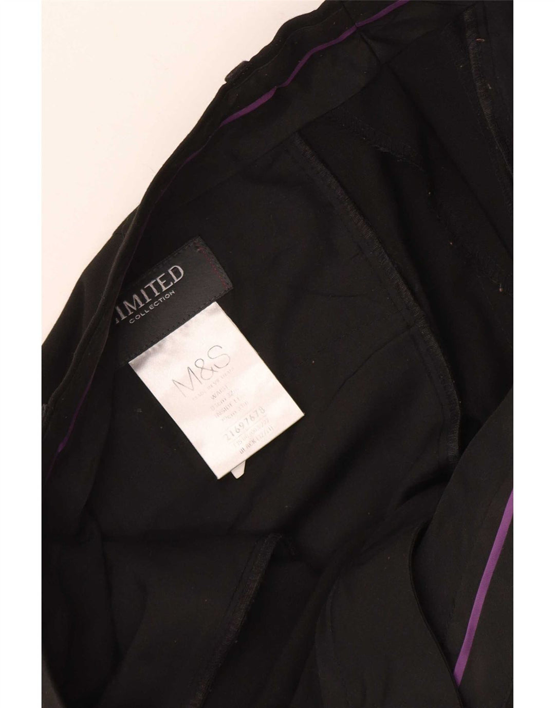 Marks & Spencer Pantalón de traje recto para hombre W32 L31 Poliéster negro