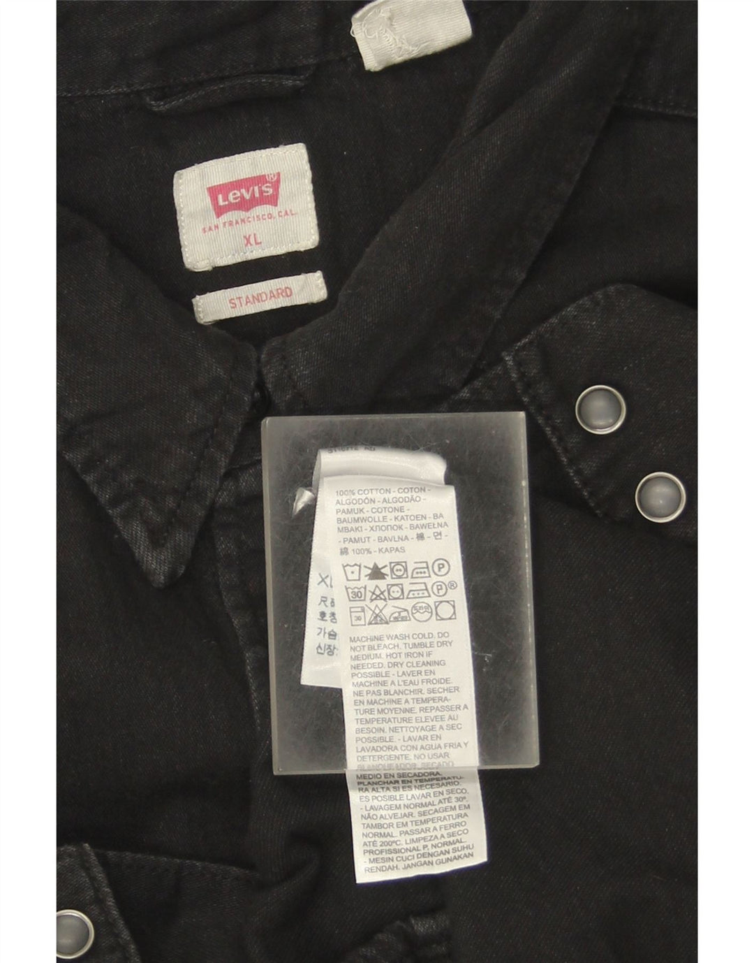 Levi's Camisa vaquera estándar para hombre XL Algodón negro