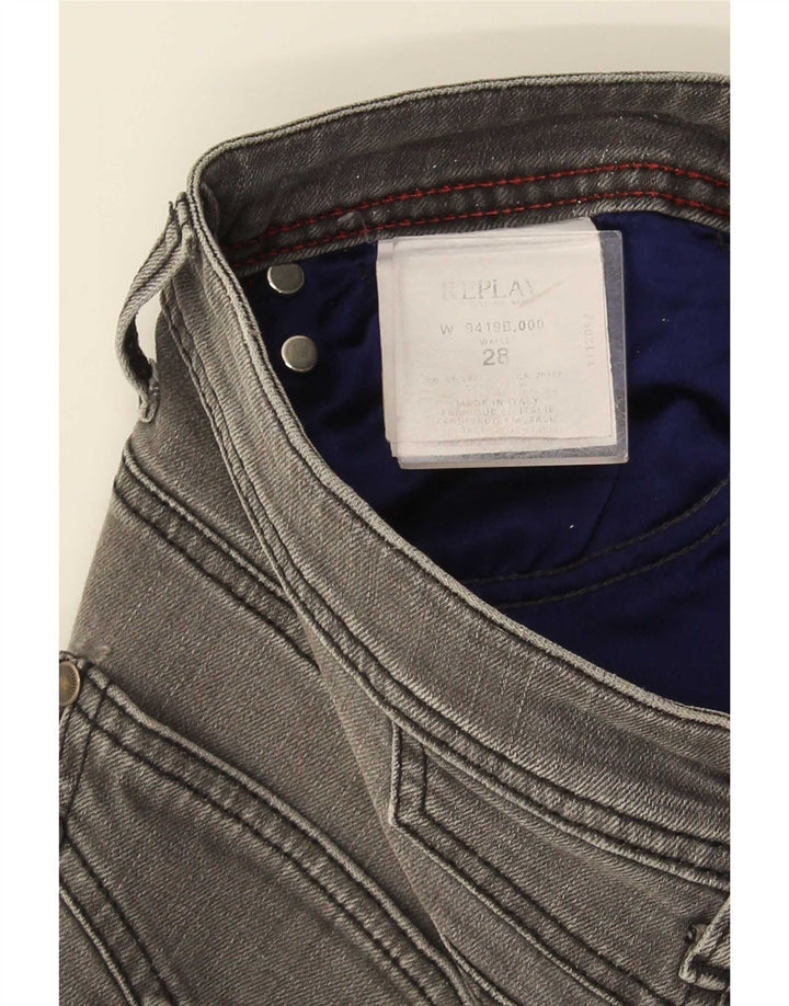 Minifalda Vaquera Replay Mujer W28 Algodón Gris Medio