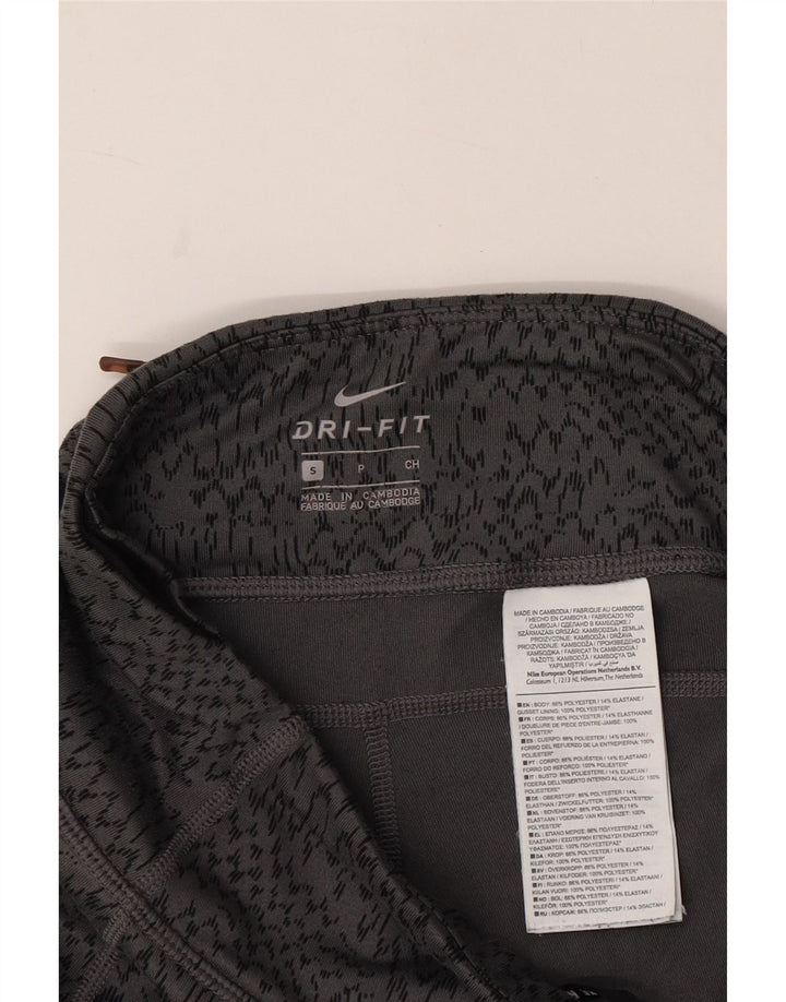 NIKE Leggings Capri Dri Fit para Mujer UK 8 Pequeño Gris Estampado Animal Poliéster