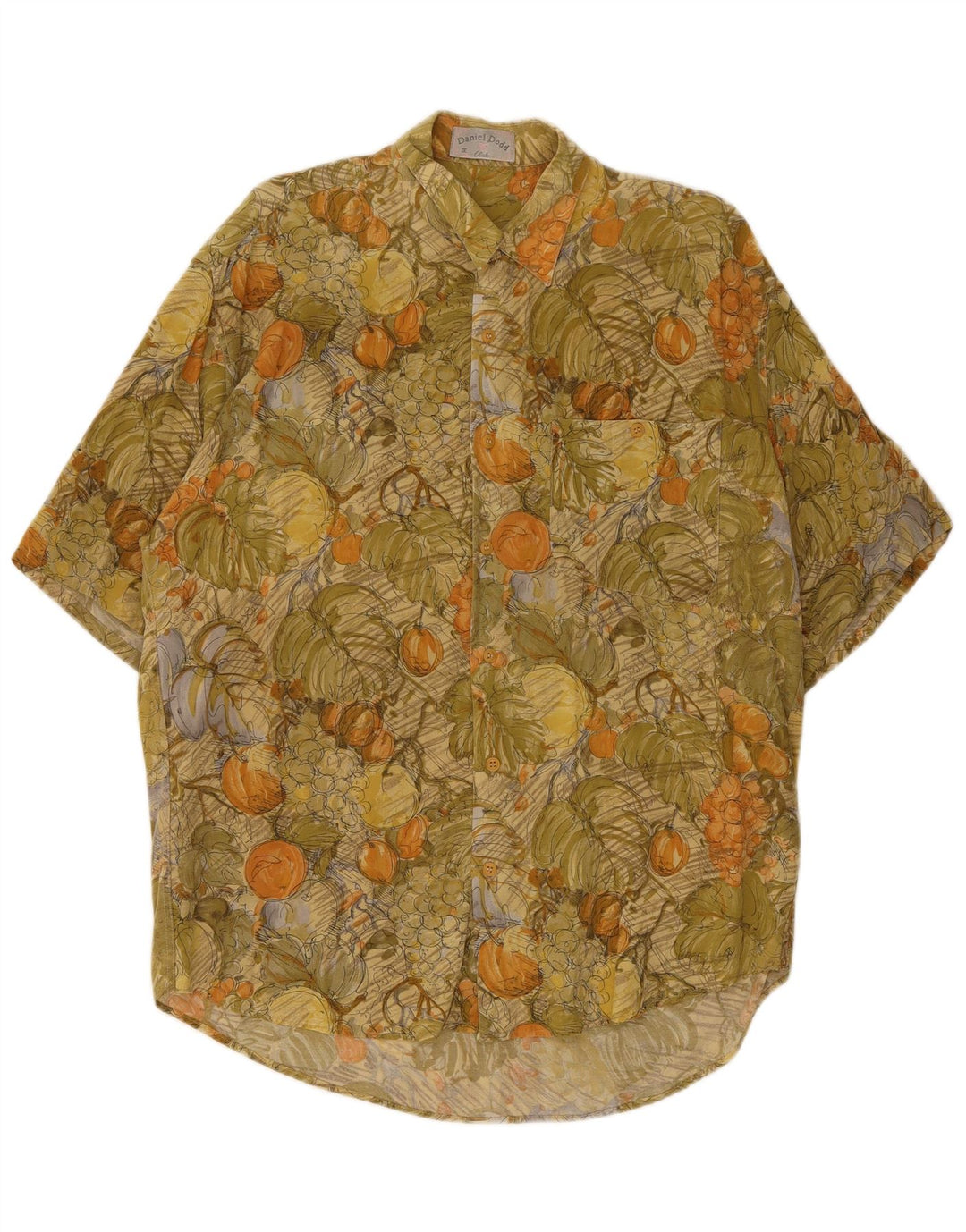 Daniel Dodd Camisa de manga corta para hombre con estampado floral verde grande