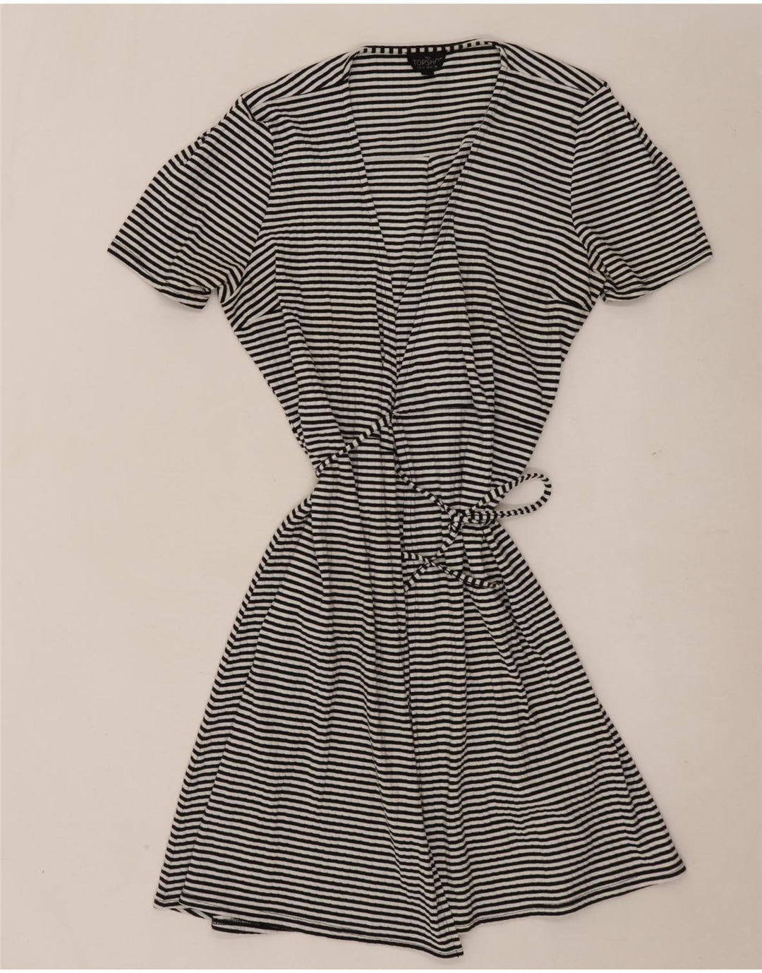 Topshop Vestido cruzado para mujer UK 10 Small Poliéster a rayas negras