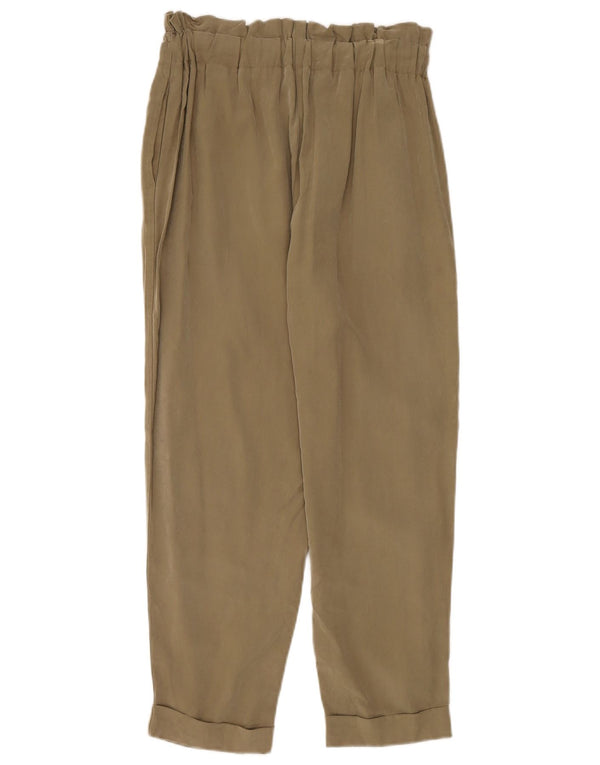 Zara Mujer Pantalones Casuales De Cintura Alta Pequeño W26 L28 Caqui
