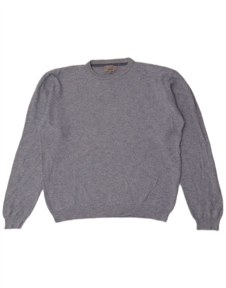 Marks & Spencer - Jersey de cuello redondo para hombre, talla grande, moteado en azul