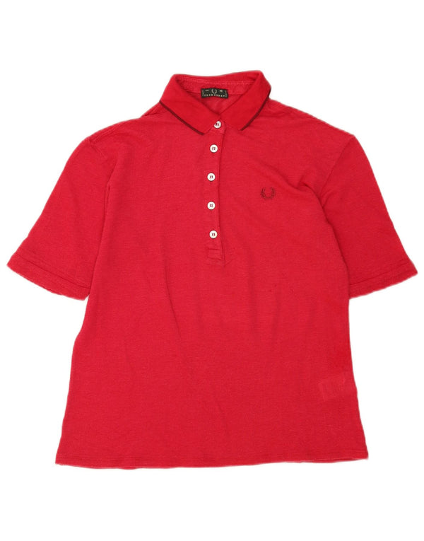 Fred Perry Polo para mujer UK 44 Viscosa roja mediana