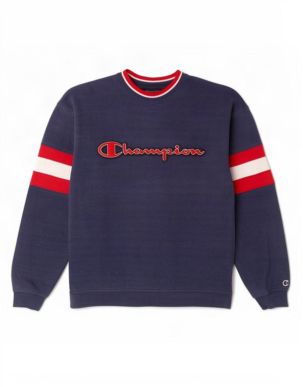 Champion Sudadera Estampada Con Estampado De Algodón Color Block En Azul Marino Mediano