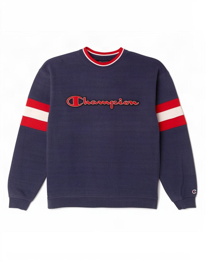 Champion Sudadera Estampada Con Estampado De Algodón Color Block En Azul Marino Mediano