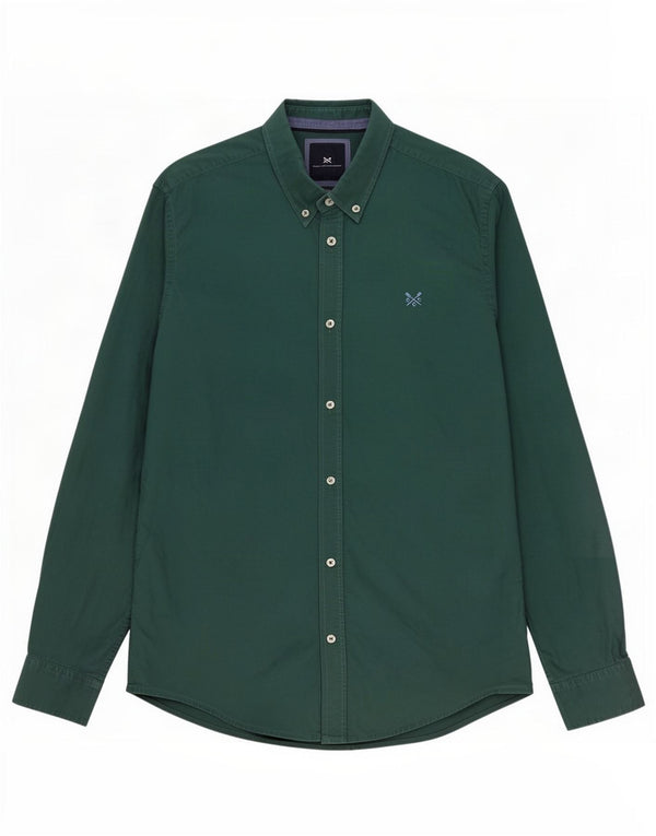 Crew Clothing Camisa ajustada de algodón verde medio para hombre