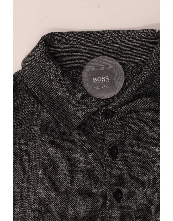 Hugo Boss Hombre | Polo de rugby de corte regular con moteado gris medio