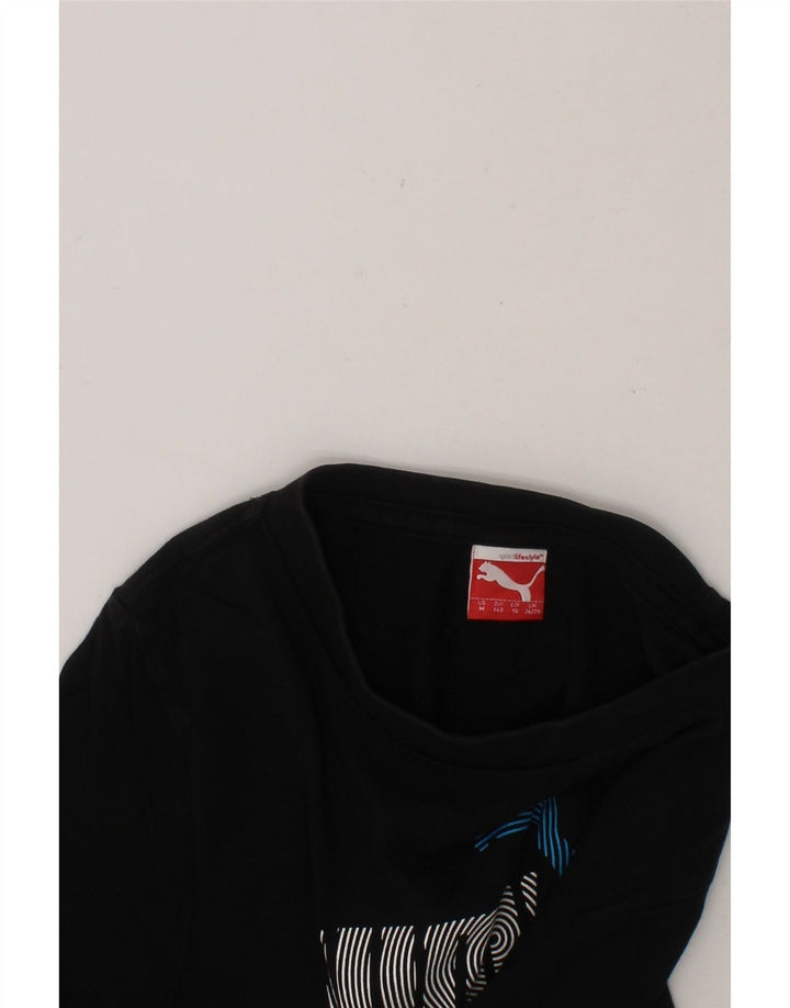 PUMA Boys Graphic T-Shirt Top 9-10 Years Medium Black Cotton Vintage Puma and Second-Hand Puma from Messina Hembry 