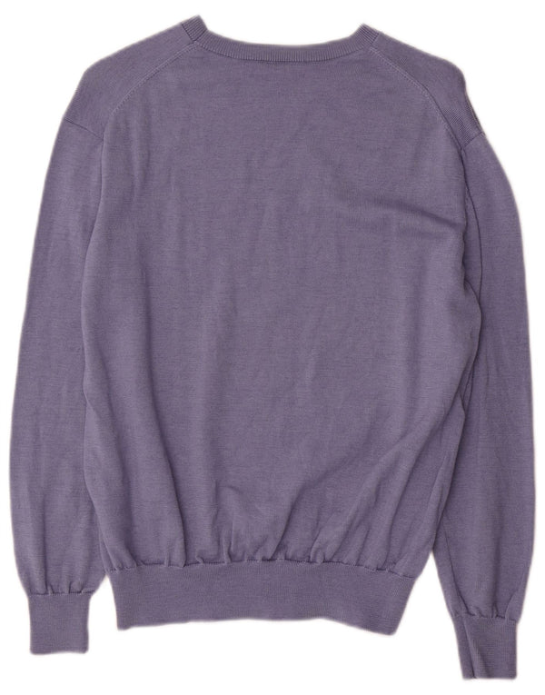 Cos - Jersey extragrande con cuello barco para mujer, talla 10, lana azul pequeña