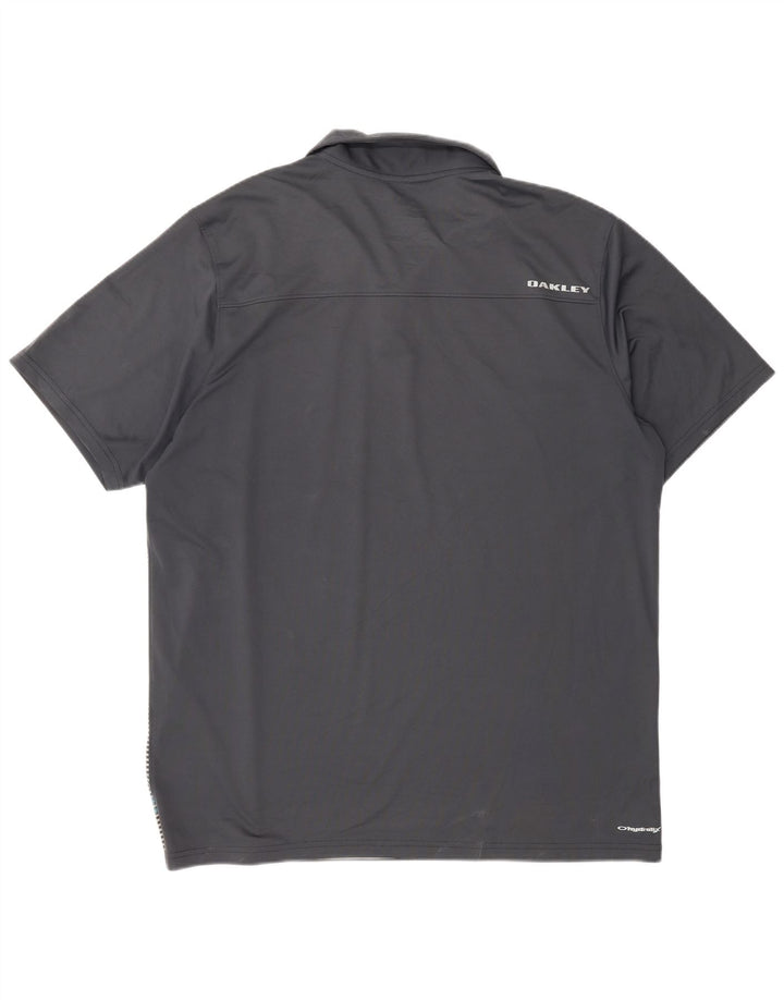 Oakley Polo de ajuste regular para hombre XL gris a rayas