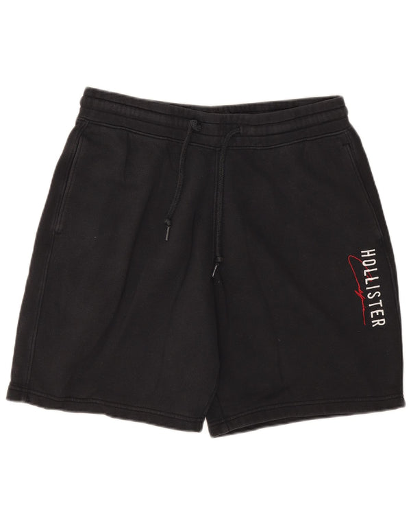 Pantalones cortos deportivos Hollister Graphic para hombre de algodón negro mediano