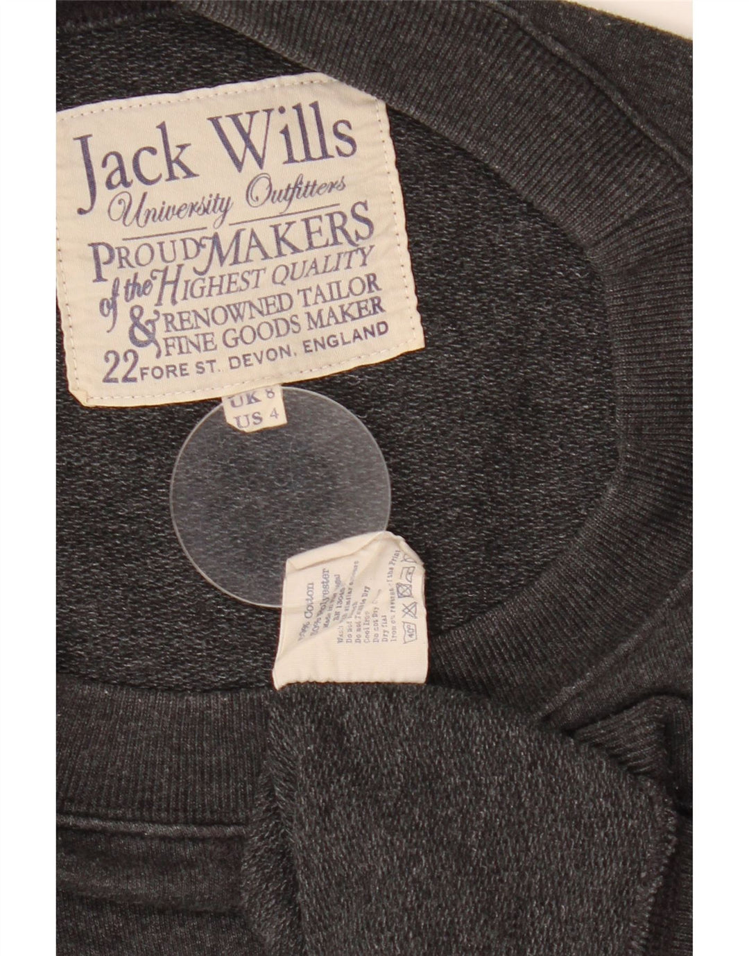 JACK WILLS Sudadera extragrande con estampado gráfico para mujer UK 8 Small Grey