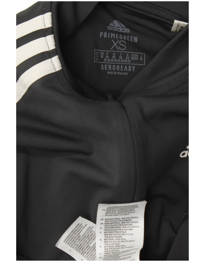 Adidas Mujer Zip Neck Jersey Chándal Top UK 4/6 XS Gris Colorblock