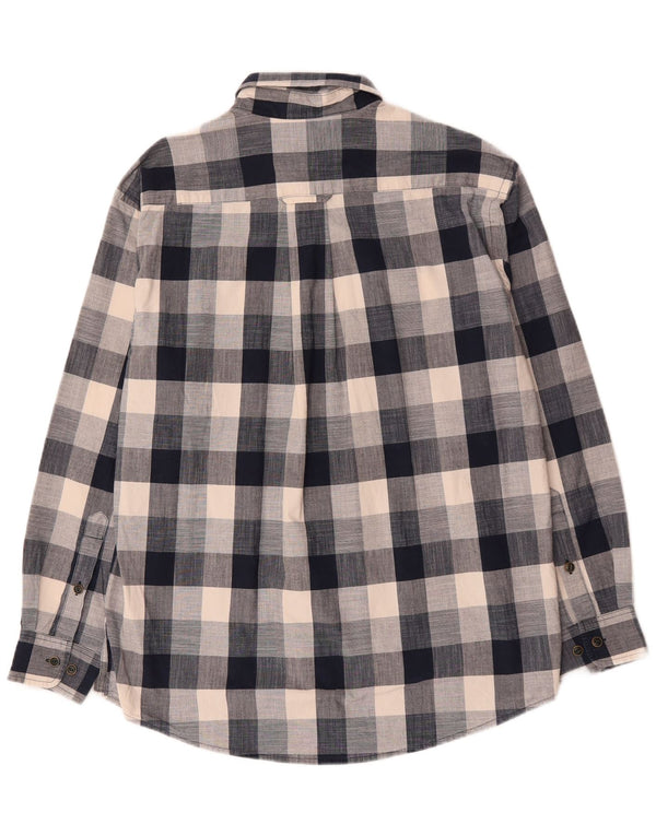 Camisa Orvis Hombre Grande Azul Marino Cuadros Algodón