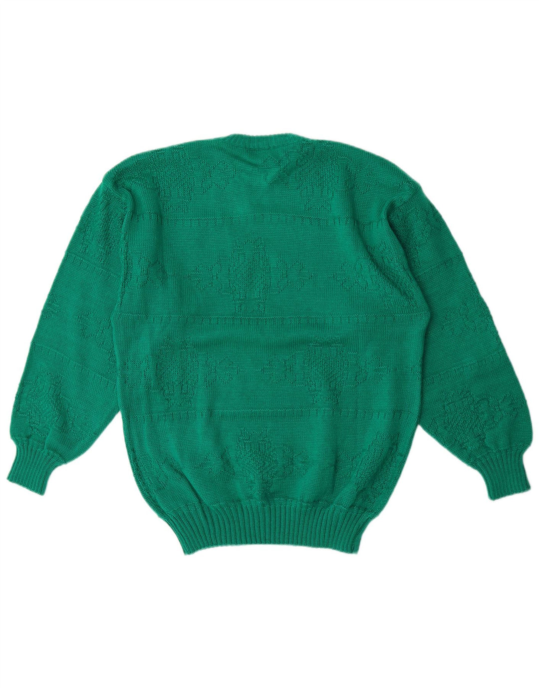 VINTAGE Jersey de cuello redondo para hombre verde medio