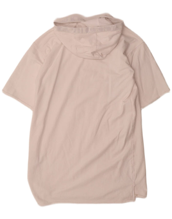 Dkny Vestido con capucha de manga corta para mujer UK 44 Algodón blanco mediano