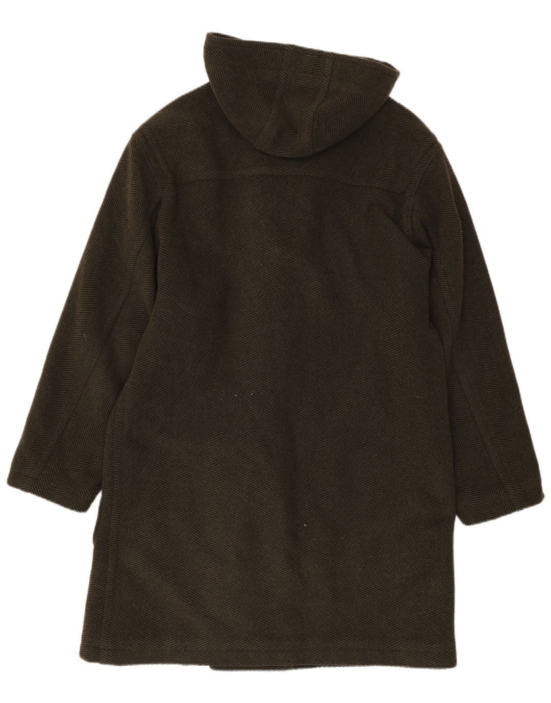 Vintage hombres con capucha Duffle abrigo Reino Unido 38 lana caqui mediana
