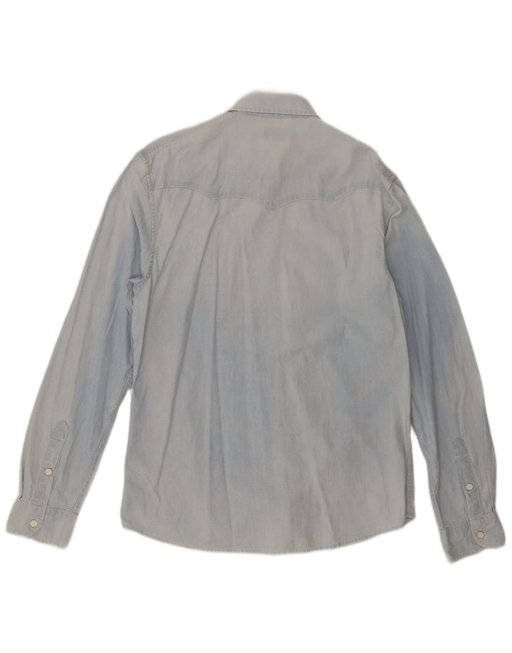 Camisa Regular Wrangler Hombre Azul Medio Algodón