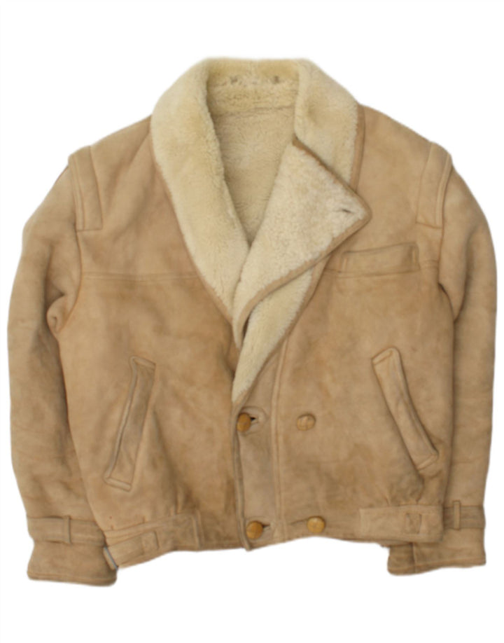 McGregor Chaqueta de piel de oveja con doble botonadura para hombre IT 50 Large Beige