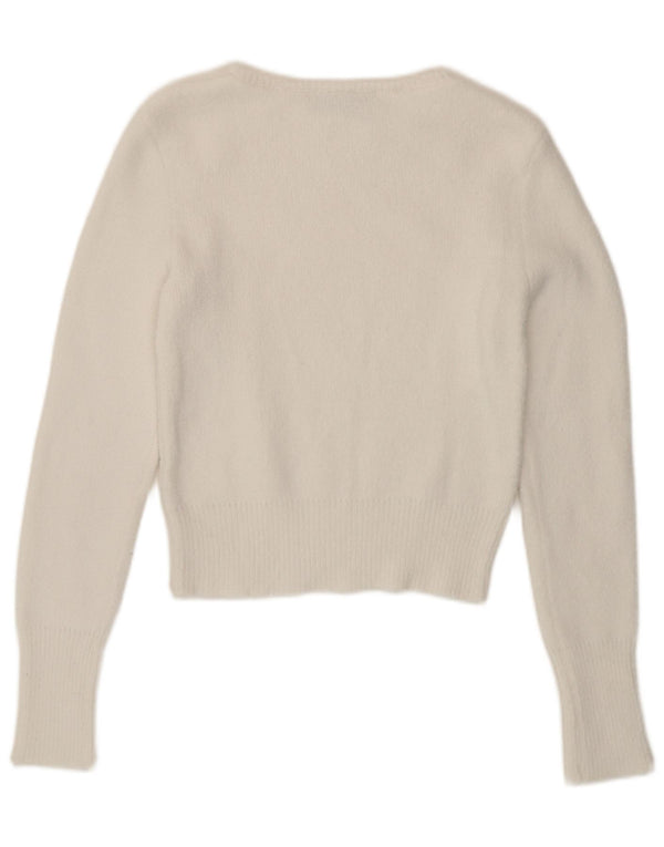 Zara - Jersey corto con cuello barco para mujer, talla 10, color blanco