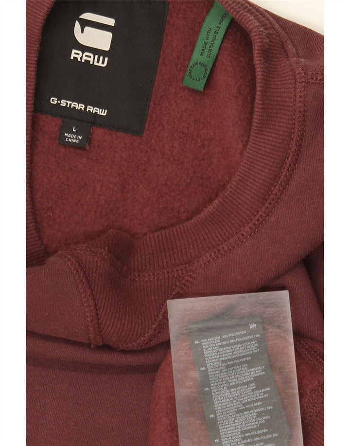 G-Star Hombre Sudadera Jumper Large Borgoña Algodón