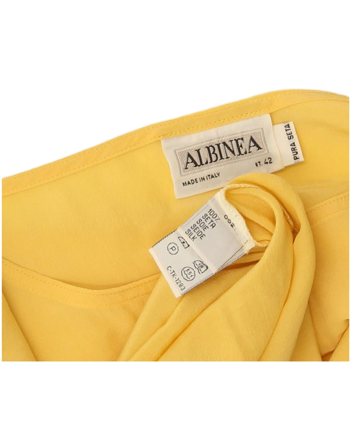 Blusa vintage para mujer Top IT 42 Seda amarilla media