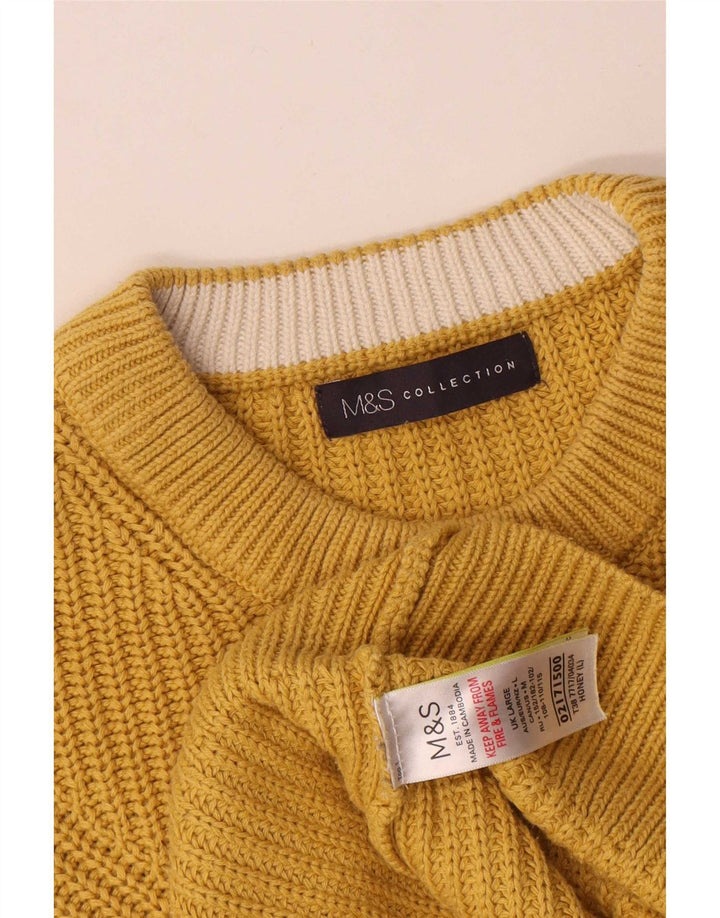 Marks & Spencer - Jersey de cuello redondo para hombre, talla grande, algodón amarillo