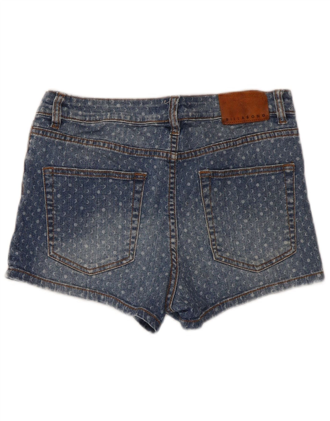Shorts De Mezclilla Billabong Mujer W28 Algodón Con Manchas Azul Medio
