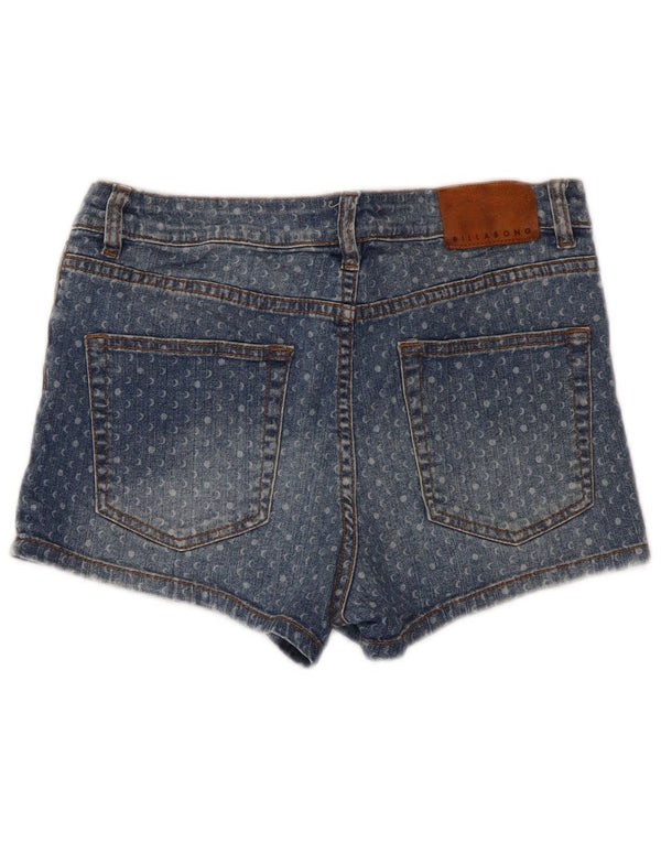 Shorts De Mezclilla Billabong Mujer W28 Algodón Con Manchas Azul Medio
