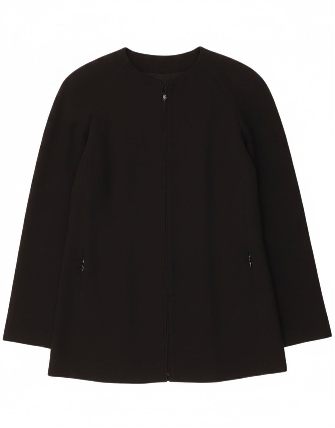 Giorgio Armani Chaqueta tipo blazer con cremallera completa para mujer IT 38 XS Lana virgen negra