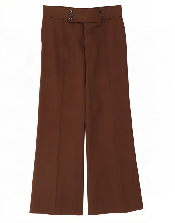 Vintage mujer cintura alta pierna ancha traje pantalones W32 L32 marrón
