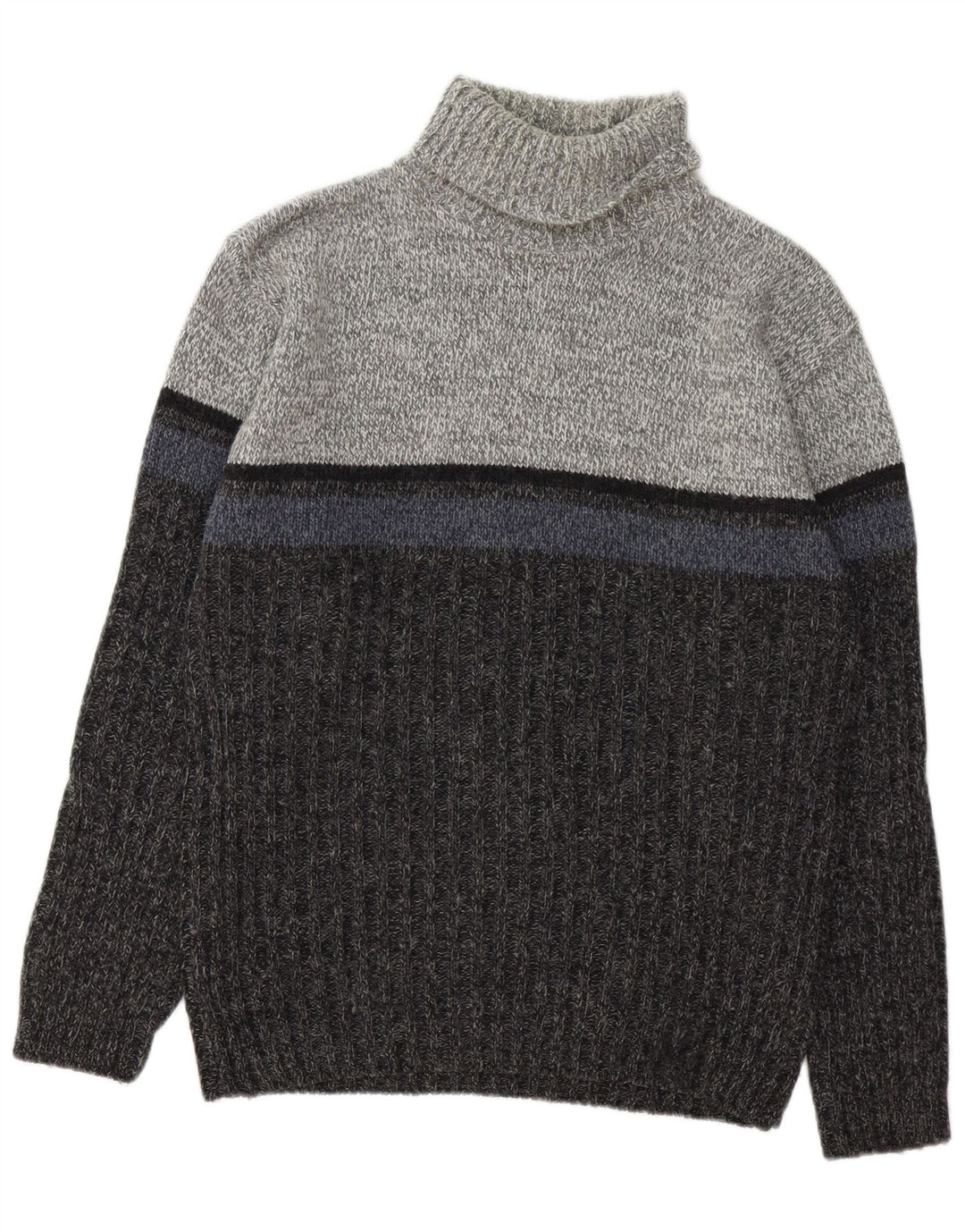 C&A Hombre Canda Roll Neck Jumper Sweater Large Gris Colorblock