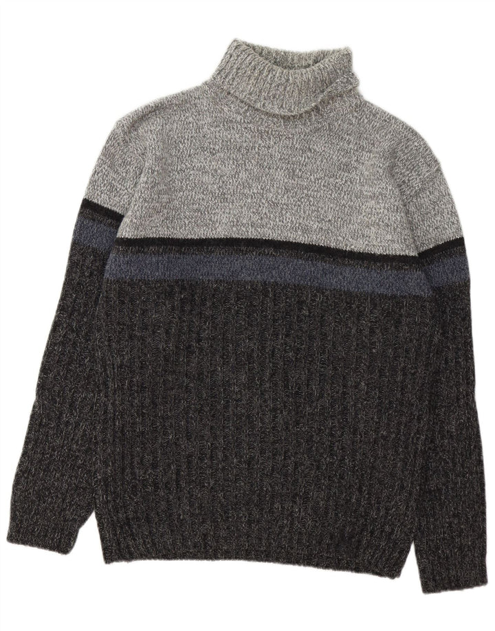 C&A Hombre Canda Roll Neck Jumper Sweater Large Gris Colorblock
