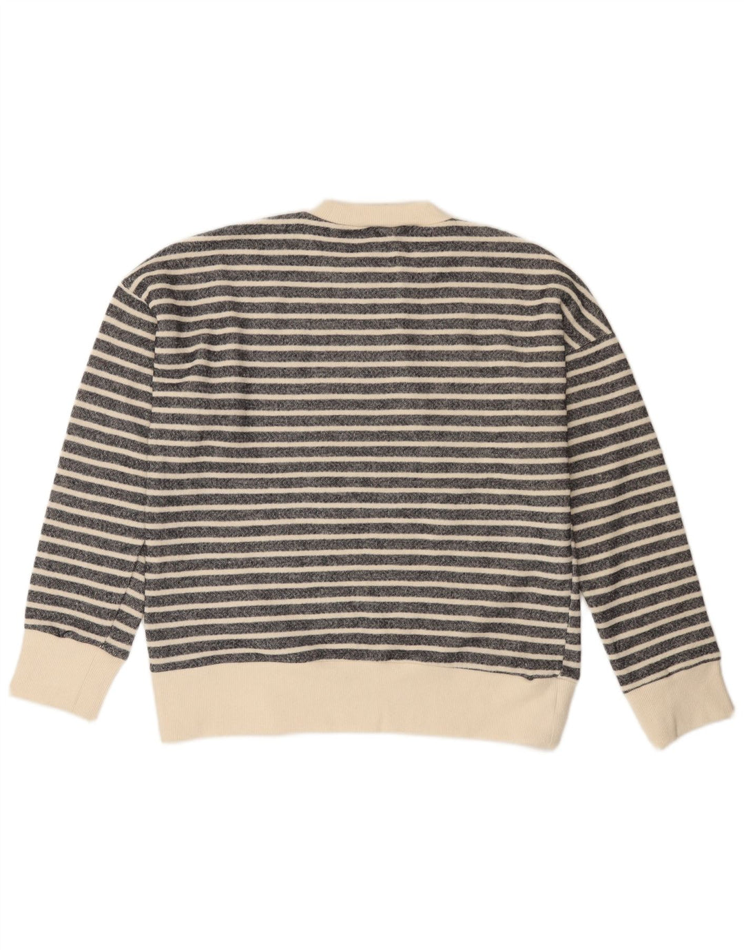 ZARA Jersey de cuello redondo para mujer UK 44 Poliéster a rayas negro mediano